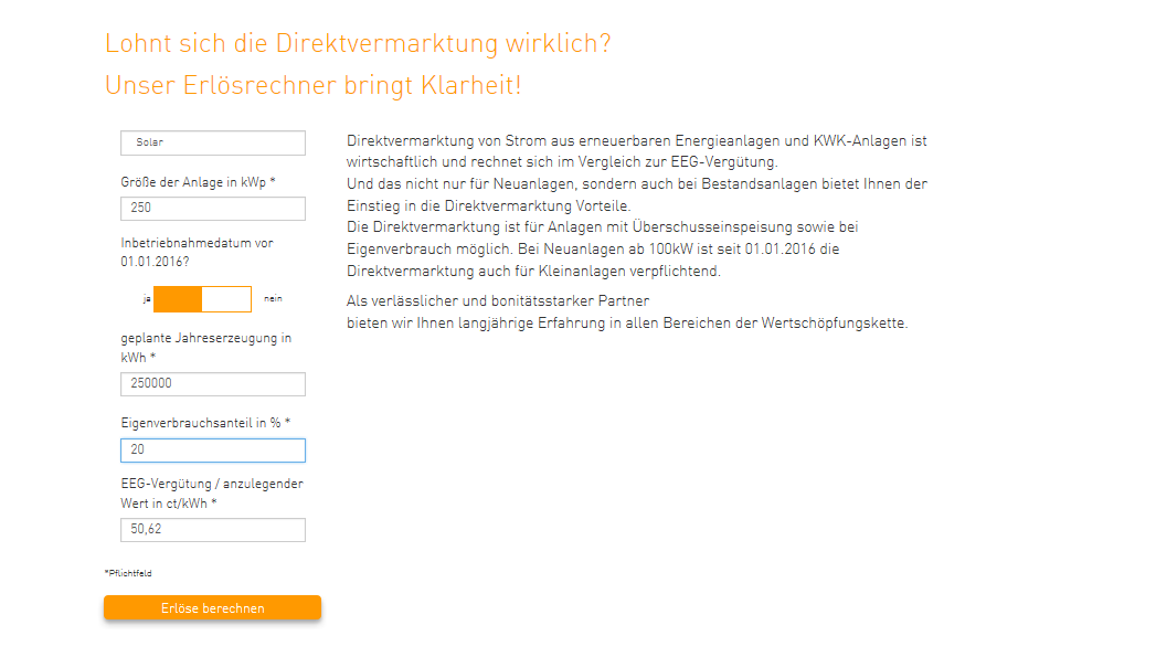 Erlösrechner vor